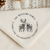 Rendier paar sjaals en sneeuw naam terug adres rubberstempel