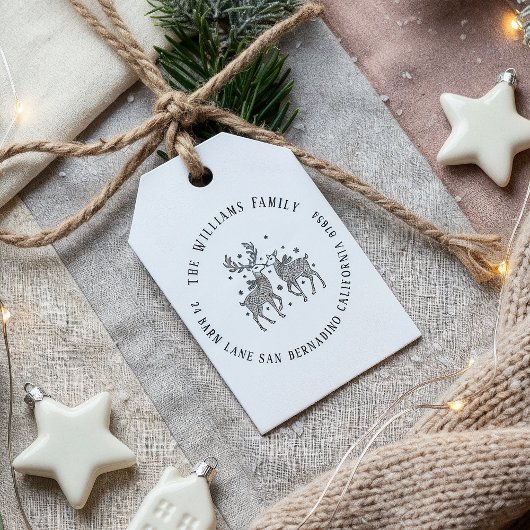 Rendier paar sjaals en sneeuw naam terug adres zelfinktende stempel