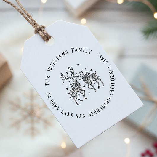 Rendier paar sjaals en sneeuw naam terug adres zelfinktende stempel