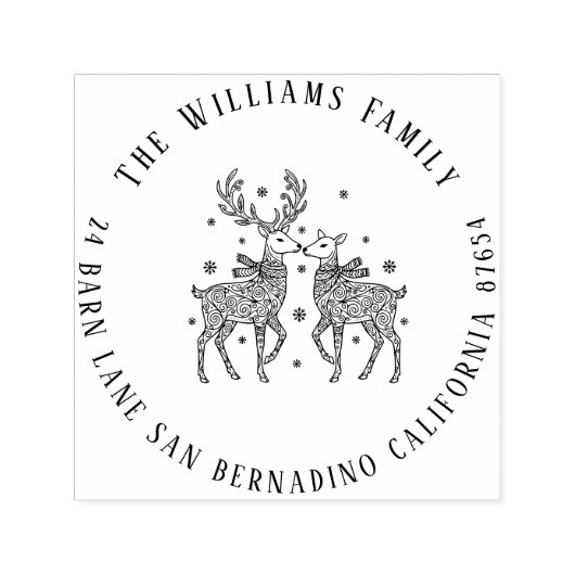 Rendier paar sjaals en sneeuw naam terug adres zelfinktende stempel (Design)