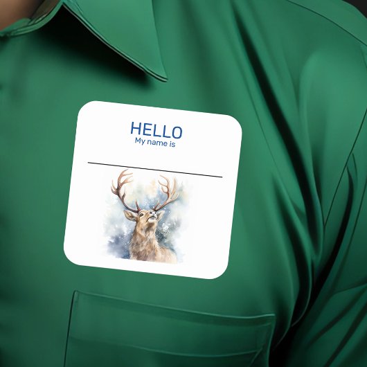 Rendier Party Naam Tag Badge Kerstmis Vierkante Sticker