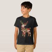 Rendier Patchwork Coquette Bow Kerstpyjama's T-shirt (Voorkant volledig)