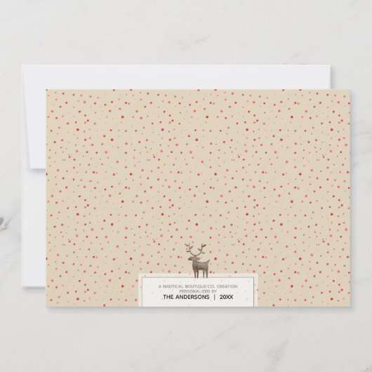 Rendier Patroon & Script Typografie Aangepaste Kle Feestdagenkaart (Achterkant)