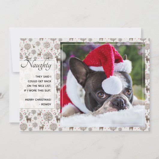 Rendier Patroon & Script Typografie Aangepaste Kle Feestdagenkaart (Voorkant)