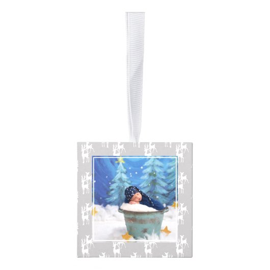 Rendier Pattern Baby Mijn Eerste Kerstmis 3 Foto Decoratie (Rechts)