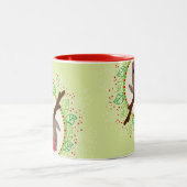 RENDIER PEEKING schattige rode neus rudolph limoen Tweekleurige Koffiemok (Center)