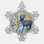 Rendier Pewter Sneeuwvlok Decoratie (Voorkant)