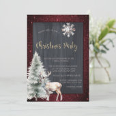 Rendier Pine Tree Red Glitter Kerstmis Kaart (Staand voorkant)