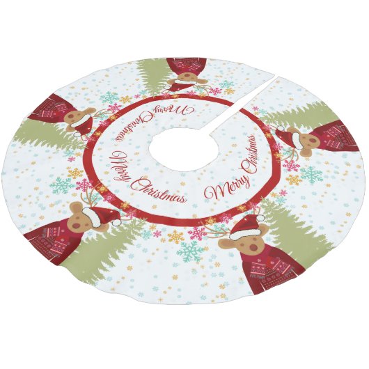 Rendier Pine Tree Snowflake Schattige Kerst Kerstboom Rok (Gekanteld)