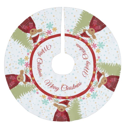 Rendier Pine Tree Snowflake Schattige Kerst Kerstboom Rok (Voorkant)