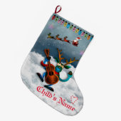 rendier - Prettige feestdagen Santa Sleigh Grote Kerstsok (Voorkant (Hangend))