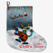 rendier - Prettige feestdagen Santa Sleigh Grote Kerstsok (Voorkant)