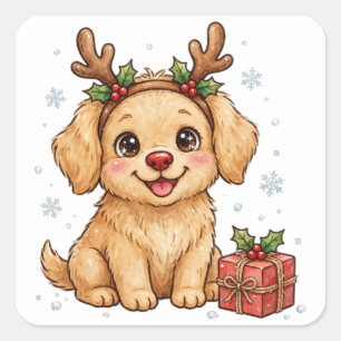 Rendier Puppychristmas Hond Sticker