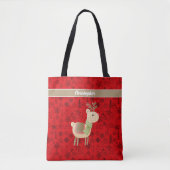 Rendier Red aangepaste script monogram Tote Bag (Voorkant)