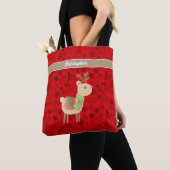 Rendier Red aangepaste script monogram Tote Bag (Dichtbij)
