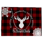 Rendier Red Black Buffalo Plaid Kerstvakantie Groot Cadeauzakje (Achterkant)