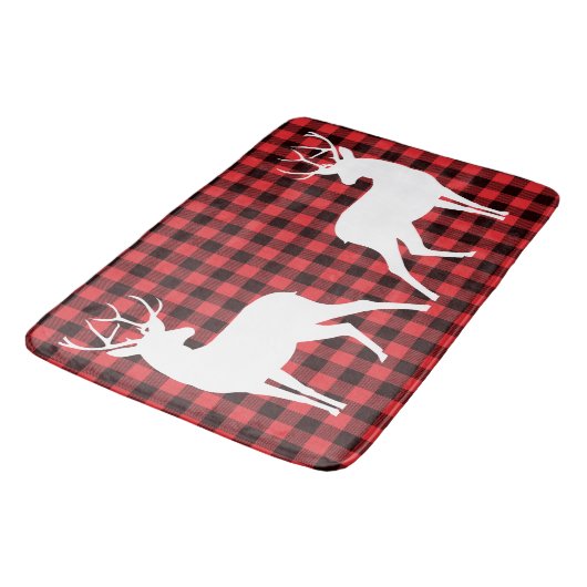 Rendier Red & Black Tartan Patroon Buffel Plaid Badmat (Gekanteld)