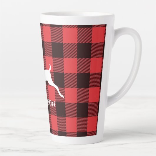 Rendier Red & Black Tartan Patroon Buffel Plaid Latte Mok (Rechts)