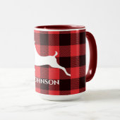 Rendier Red & Black Tartan Patroon Buffel Plaid Mok (Voorkant rechts)