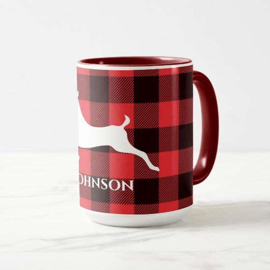 Rendier Red & Black Tartan Patroon Buffel Plaid Mok (Voorkant rechts)