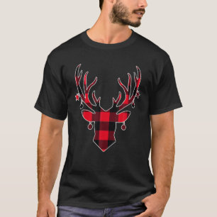 Rendier Red Buffalo Plaid Kerst Herten Pyjama T-shirt