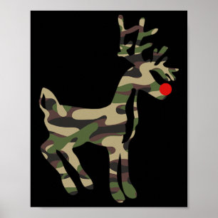 Rendier Red Nose Camo Camouflage - Kerstvakantie H Poster