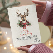 Rendier Red Scarf en Pine aangepaste kerst Feestdagenkaart