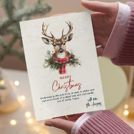 Rendier Red Scarf en Pine aangepaste kerst Feestdagenkaart
