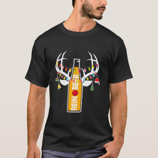 Rendier Reinbeer Bier Kerstverlichting Grappig Bie T-shirt