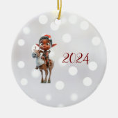 Rendier Rider Kerst Elf Keramisch Ornament (Voorkant)