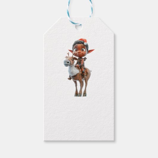 Rendier Rider Kerst Elf Kraft Gift Labels Cadeaulabel (Voorkant)