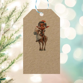Rendier Rider Kerst Elf Kraft Gift Labels Cadeaulabel