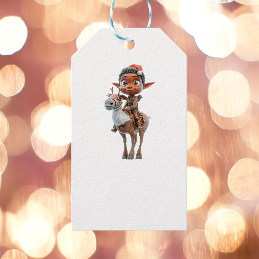 Rendier Rider Kerst Elf Witte Gift Labels Cadeaulabel