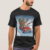 Rendier rijden naar huis voor Kerstmis T-shirt (Voorkant)