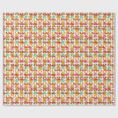 Rendier Rood en Groen Snoep Gepersonaliseerde Naam Cadeaupapier (Vlak)