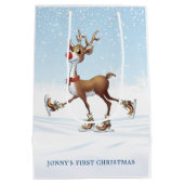 Rendier Rudolph Baby Eerste Kerstcadeauzak Medium Cadeauzakje (Achterkant)