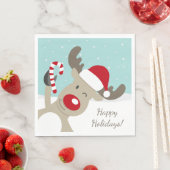 Rendier Rudolph de rode neus in Santa hoed Servet (Insitu)