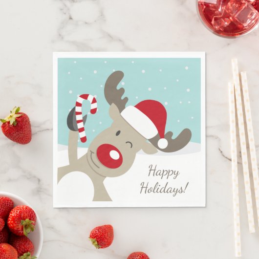 Rendier Rudolph de rode neus in Santa hoed Servet (Insitu)