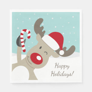 Rendier Rudolph de rode neus in Santa hoed Servet