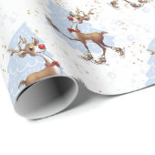 Rendier Rudolph Kerstmis Cadeaupapier (Rol Hoek)