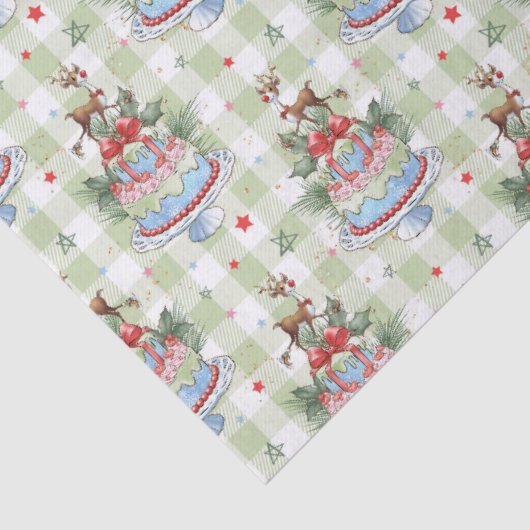 Rendier Rudolph Kersttaart Tissuepapier (Detail)