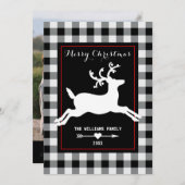 Rendier Rustic Black White Buffalo Check Foto Feestdagenkaart (Voorkant / Achterkant)