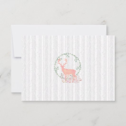 Rendier rustieke Botanische Waterverf Bruiloft RSV RSVP Kaartje (Achterkant)