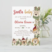 Rendier Santa Baby Christmas Baby shower Kaart (Staand voorkant)
