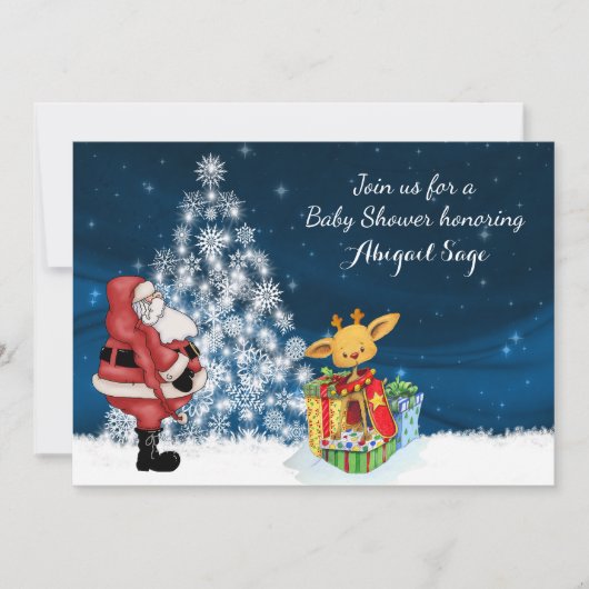 Rendier, Santa, Kerstboom Baby shower uitnodigen Kaart (Voorkant)