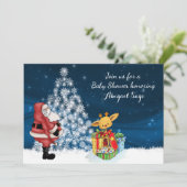 Rendier, Santa, Kerstboom Baby shower uitnodigen Kaart (Staand voorkant)