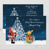Rendier, Santa, Kerstboom Baby shower uitnodigen Kaart (Voorkant / Achterkant)