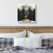 Rendier & Santa Sleigh Christmas Canvas Muurkunst (Insitu (Slaapkamer))