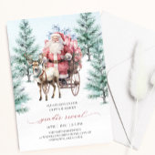 Rendier Santa Sleigh Kerstmis Gender Reveal Kaart