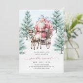 Rendier Santa Sleigh Kerstmis Gender Reveal Kaart (Staand voorkant)